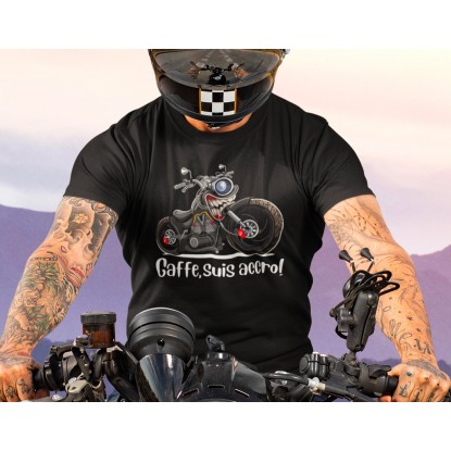 T-shirt moto humour Gaffe suis accro