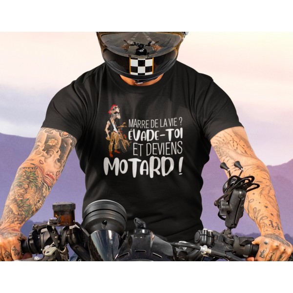 T-shirt moto évade toi, deviens motards