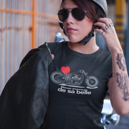 T shirt bikeuse amoureuse de sa belle