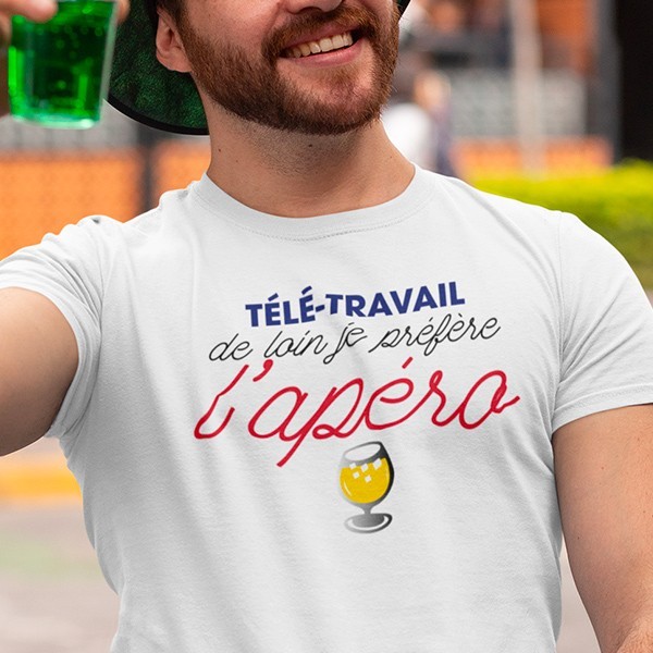 Tee shirt humour télé travail ou apéro