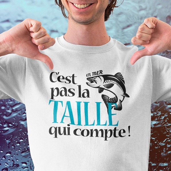 Tee shirt peche humour c'est pas la taille qui compte