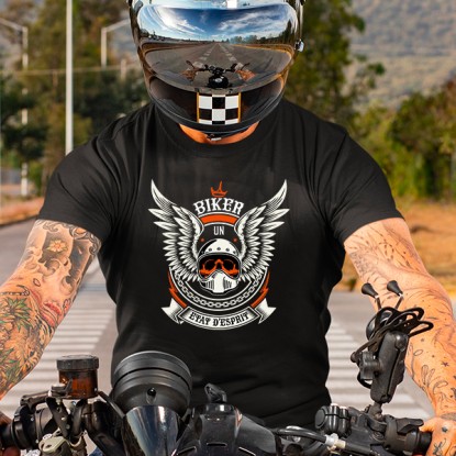 T-shirt biker original noir ou blanc