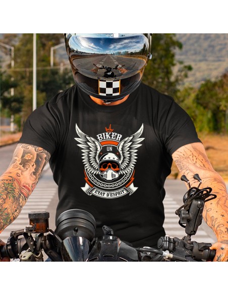 T-shirt biker original noir ou blanc