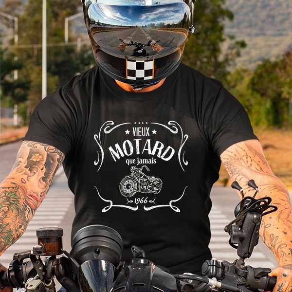 T-Shirt Homme Noir Papa Motard Idee Cadeau Moto (Noir, XL