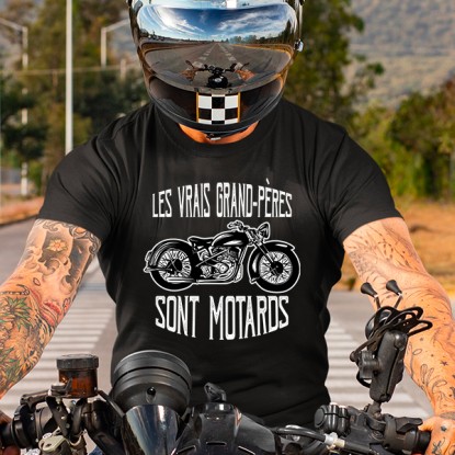 T-shirt moto vintage les vrais grand-pères sont motards