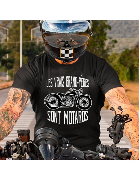 T-shirt moto vintage les vrais grand-pères sont motards