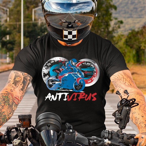 T-shirt moto sportive antivirus