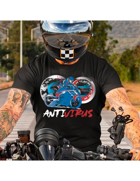 T-shirt moto sportive antivirus