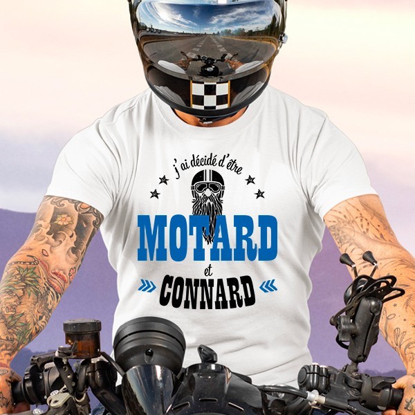 T-shirt moto homme humoristique coton blanc ou noir
