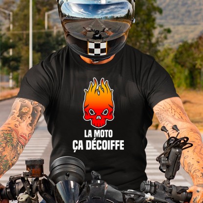 T-shirt moto homme ma bécane elle décoiffe