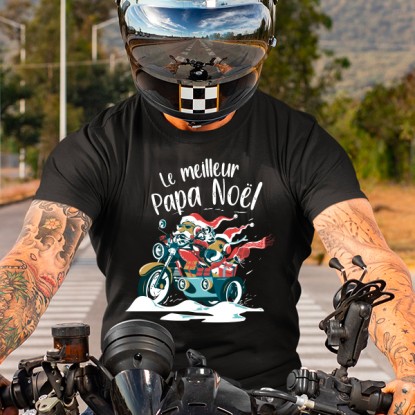 T-shirt moto le meilleur papa Noël