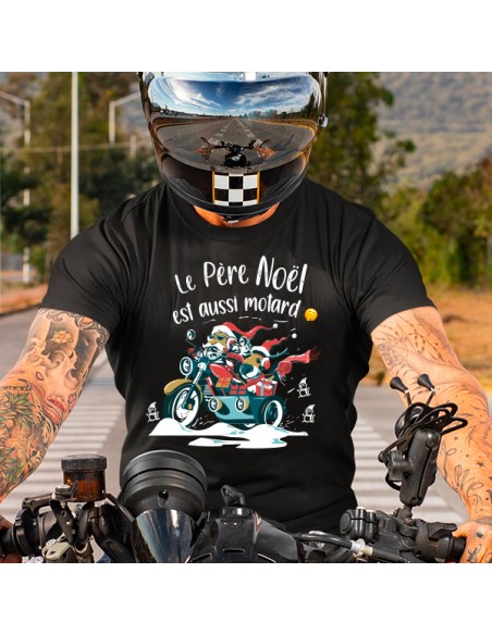 Tee shirt le Père Noël est aussi motard