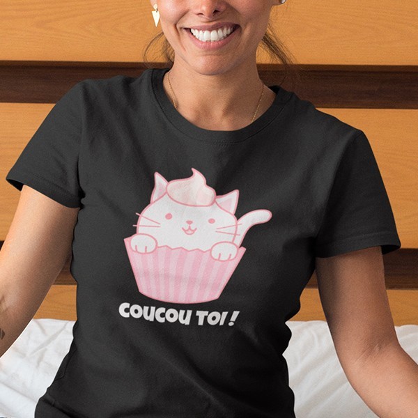 T-shirt chat coucou toi