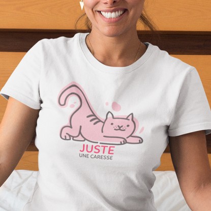 T-shirt chat juste une caresse