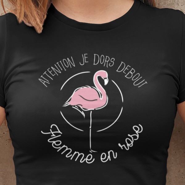 Tee shirt humour femme flemme en rose