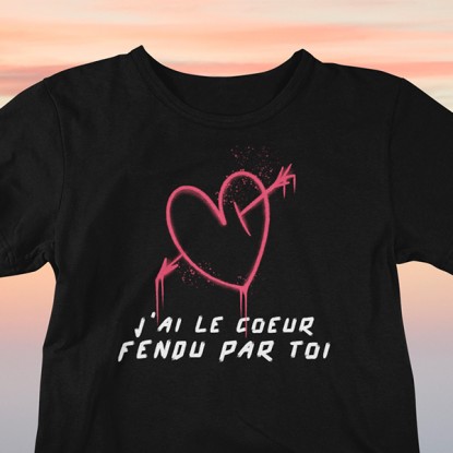 Tee shirt amour femme j'ai le coeur fendu