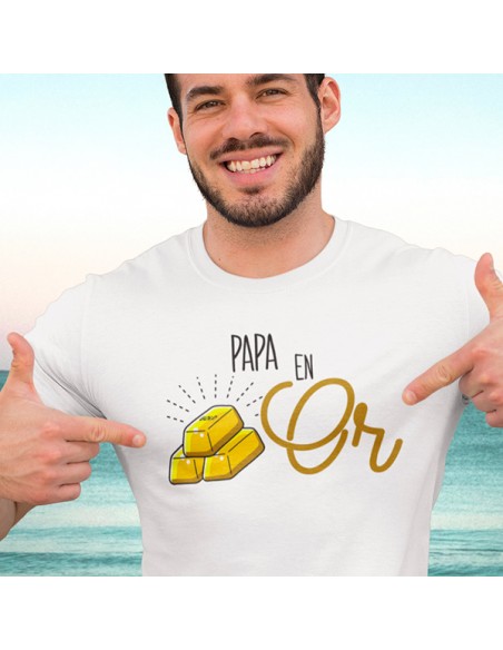 Tee shirt humour fete des peres papa en or