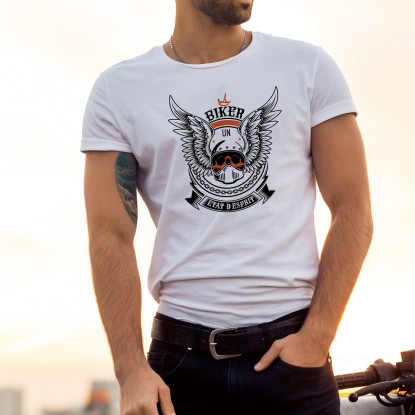 T-shirt biker original noir ou blanc 2
