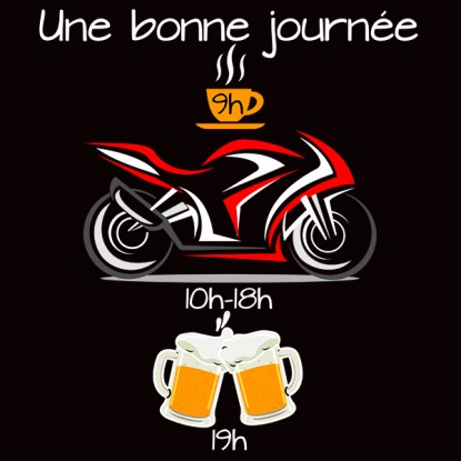 T shirt moto boulot apéro 2
