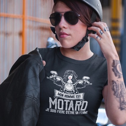 T-shirt moto femme fière de son homme motard