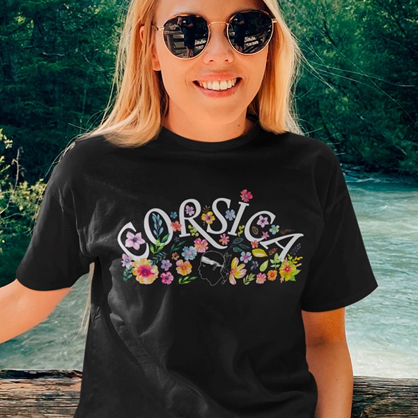 T-shirt Corte Corsica Corse - Homme | Noir 100% Coton | Neuf Avec étiquettes B&C