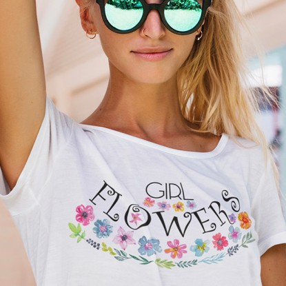 T shirt amour Girl flowers