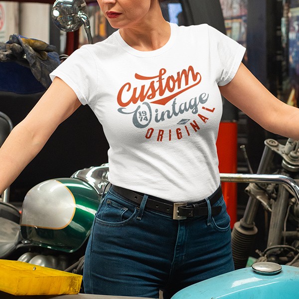 T-shirt Motard Femme - Design "Tata Moto" - Cadeau Pour Motocycliste - Coton Léger, Coupe Classique